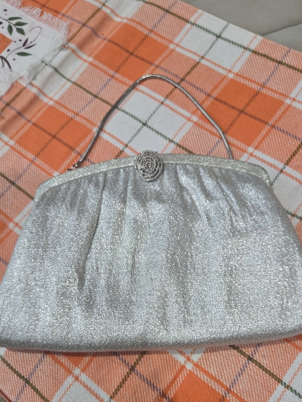 Vintage Harry Levine (HL USA) Silver Glitter Evening Clutch Bag